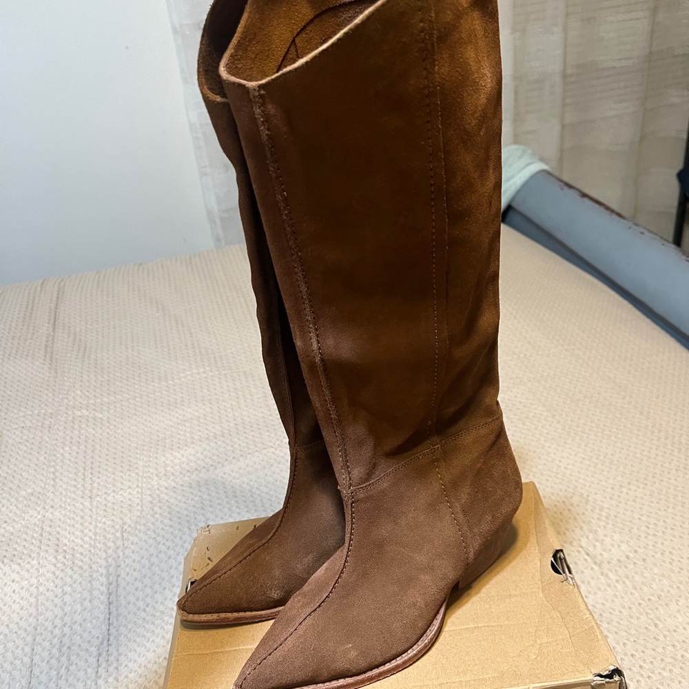 Free People Brown Suede Heeled Boots